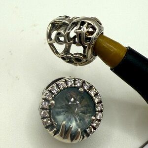 Pandora SET FROZEN “LET IT GO” Storytelling Lt Blue Etched Stone & “Let It Go